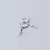 925 Silver Lightning Bolt Threader Earrings CZ Dainty Drop Piercing