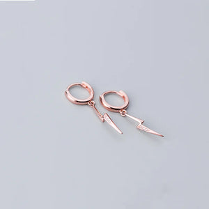 925 Silver Lightning Bolt Threader Earrings CZ Dainty Drop Piercing