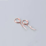 925 Silver Lightning Bolt Threader Earrings CZ Dainty Drop Piercing
