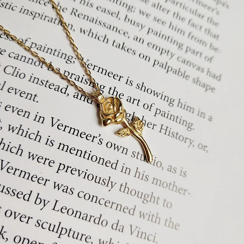925 Sterling Silver Rose Layering Necklaces for Women
