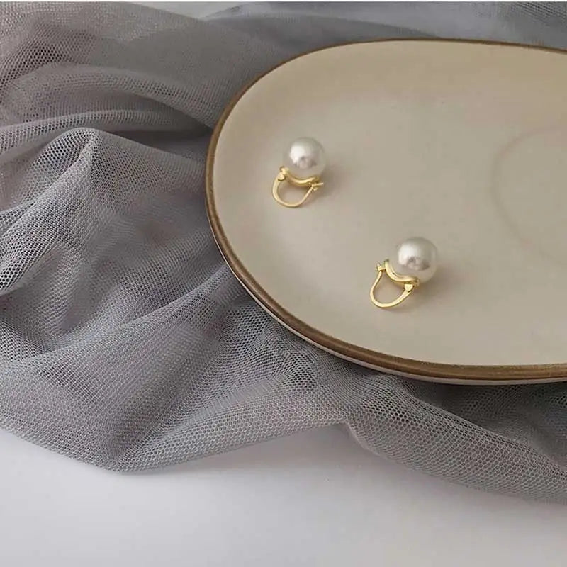 Baroque Simulated Pearls Hoop Earrings for Women