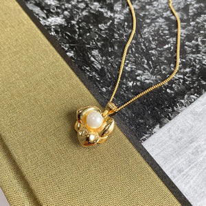 925 Silver Flower Choker Necklace Shell Pearl Pendant
