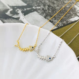 CZ Fish Bone Choker Necklace 925 Sterling Silver Skeleton Minimal Charms