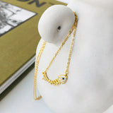 CZ Fish Bone Choker Necklace 925 Sterling Silver Skeleton Minimal Charms