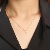 925 Silver CZ Key Pendant Necklace Choker