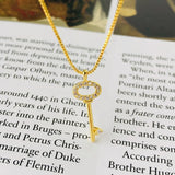 925 Silver CZ Key Pendant Necklace Choker