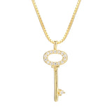 925 Silver CZ Key Pendant Necklace Choker