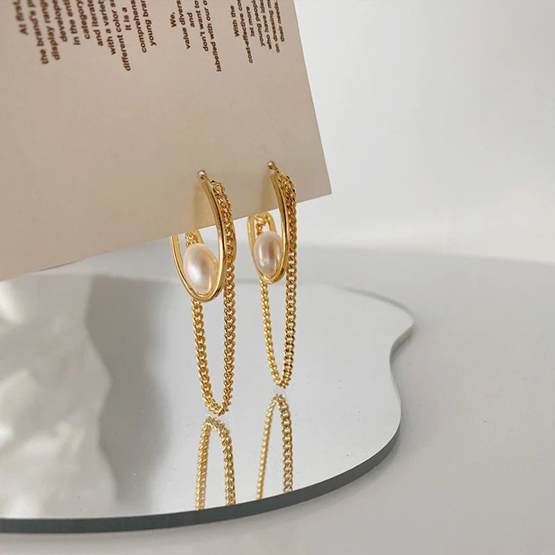 Small Freshwater Pearls Hoops Earrings French Jewelry