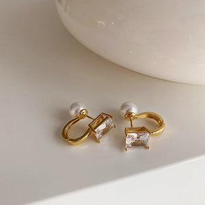 Cubic Zircon Pearl Hoop Earrings for Women