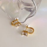 Cubic Zircon Pearl Hoop Earrings for Women
