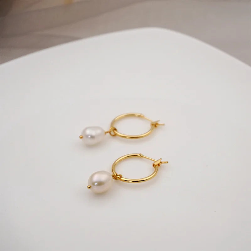 Baroque Freshwater Pearls Hoop Earrings for Women