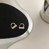 French Small Pearls Bar Hoop Earrings Dainty Tiny Hoops