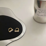 French Small Pearls Bar Hoop Earrings Dainty Tiny Hoops