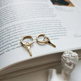 Punk Style Drop Key Hoop Earrings 925 Sterling Sliver Delicate Charms Jewelry