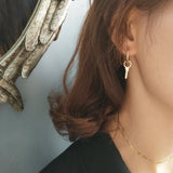 Punk Style Drop Key Hoop Earrings 925 Sterling Sliver Delicate Charms Jewelry