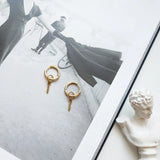 Punk Style Drop Key Hoop Earrings 925 Sterling Sliver Delicate Charms Jewelry