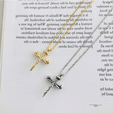 925 Sliver Punk Nail Cross Pendant Necklace for Women