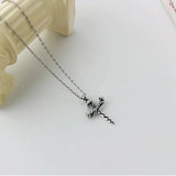 925 Sliver Punk Nail Cross Pendant Necklace for Women