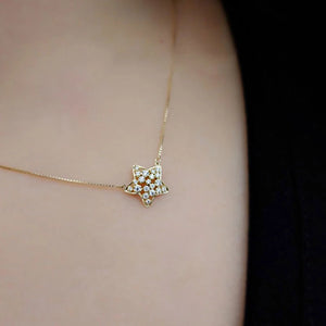 925 Sterling Sliver Star Choker Mini Cubic Zircon Charm Necklace