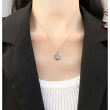 925 Silver CZ Star Pendant Necklace Small Disc Coin Layered Choker Charms