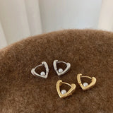 Heart Pearls Hoops Earrings for Women Charms Minimalist Tiny Jewelry