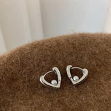 Heart Pearls Hoops Earrings for Women Charms Minimalist Tiny Jewelry
