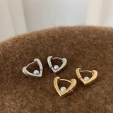 Heart Pearls Hoops Earrings for Women Charms Minimalist Tiny Jewelry