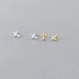 925 Sterling Silver Cross Stud Earrings Tiny Minimalist Post Small Studs