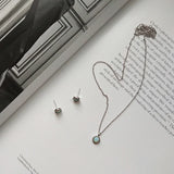 Opal Stone Pendant Necklace Sterling Silver Layered Choker