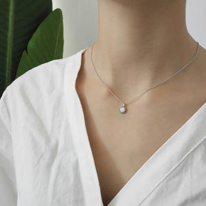 Opal Stone Pendant Necklace Sterling Silver Layered Choker