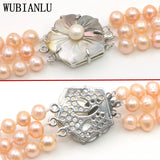 Freshwater Pearl Necklace Chain Floral Buttons Jewelery Women Girl Banquet