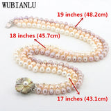 Freshwater Pearl Necklace Chain Floral Buttons Jewelery Women Girl Banquet