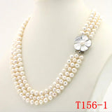 Freshwater Pearl Necklace Chain Floral Buttons Jewelery Women Girl Banquet