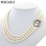 Freshwater Pearl Necklace Chain Floral Buttons Jewelery Women Girl Banquet
