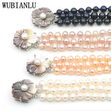 Freshwater Pearl Necklace Chain Floral Buttons Jewelery Women Girl Banquet