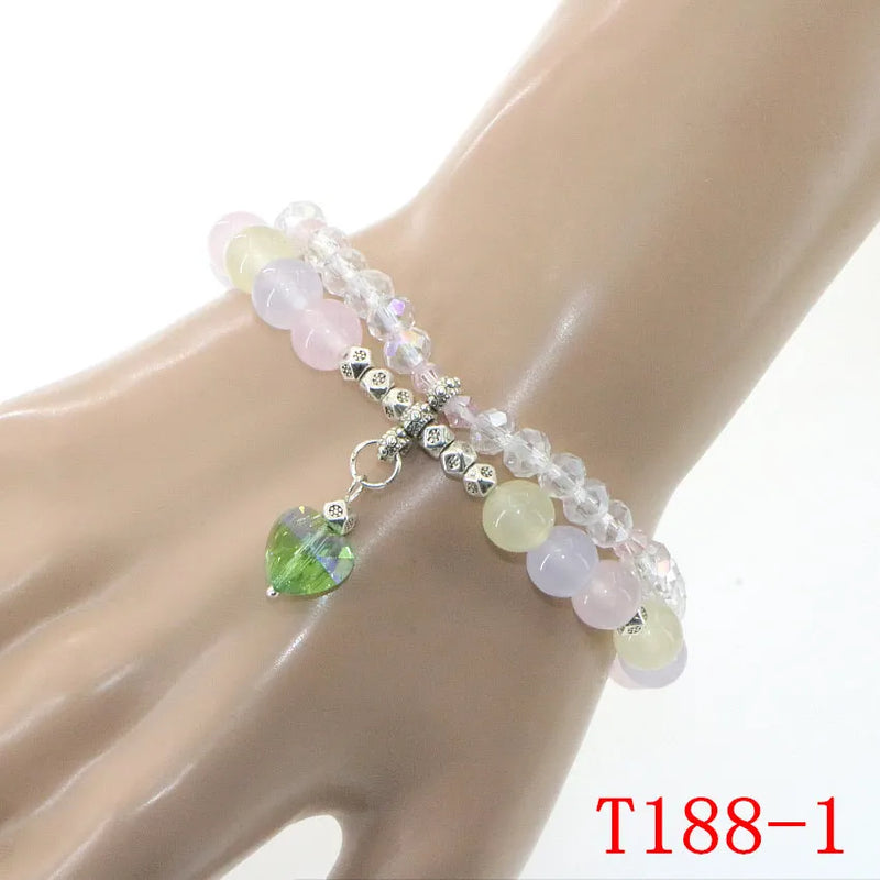 Double Row Summer Austria Crystals Stretch Bracelet