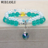 Double Row Summer Austria Crystals Stretch Bracelet