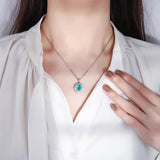 925 Silver Sapphire Faceted Gemstone Pendant Necklace Women Engagement Gift