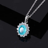 925 Silver Sapphire Faceted Gemstone Pendant Necklace Women Engagement Gift