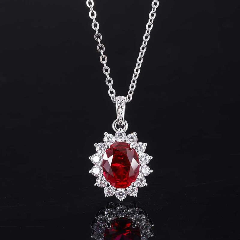 925 Silver Sapphire Faceted Gemstone Pendant Necklace Women Engagement Gift