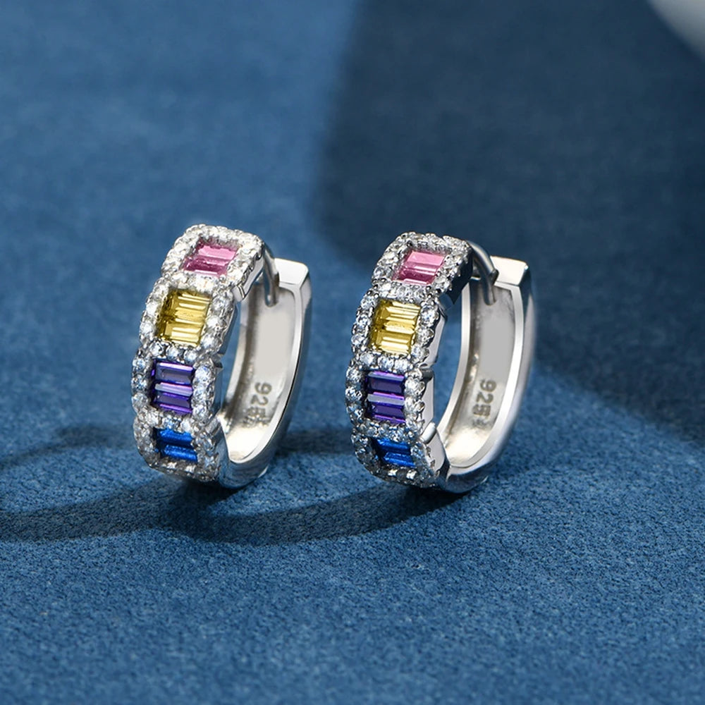 925 Silver Fancy Colored Diamond Earrings