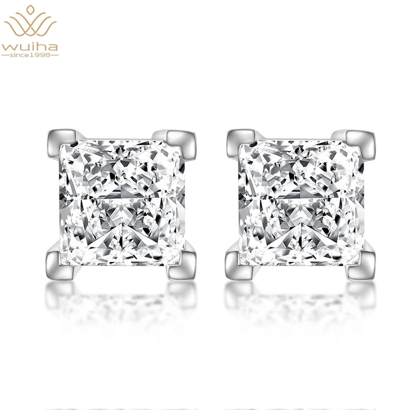 925 Silver 6*6mm Multicolor Moissanite Stud Earrings