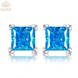 925 Silver Princess Cut Sapphire Moissanite Stud Earrings