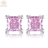 925 Silver Princess Cut Sapphire Moissanite Stud Earrings