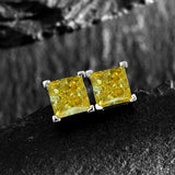 925 Silver Princess Cut Sapphire Moissanite Stud Earrings