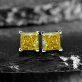 925 Silver Princess Cut Sapphire Moissanite Stud Earrings