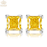 925 Silver Princess Cut Sapphire Moissanite Stud Earrings
