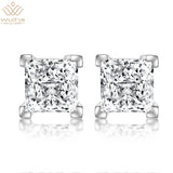 925 Silver Princess Cut Sapphire Moissanite Stud Earrings
