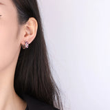 925 Silver 6*15MM Ruby Sapphire Earrings Anniversary Gift