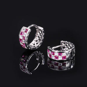 925 Silver 6*15MM Ruby Sapphire Earrings Anniversary Gift